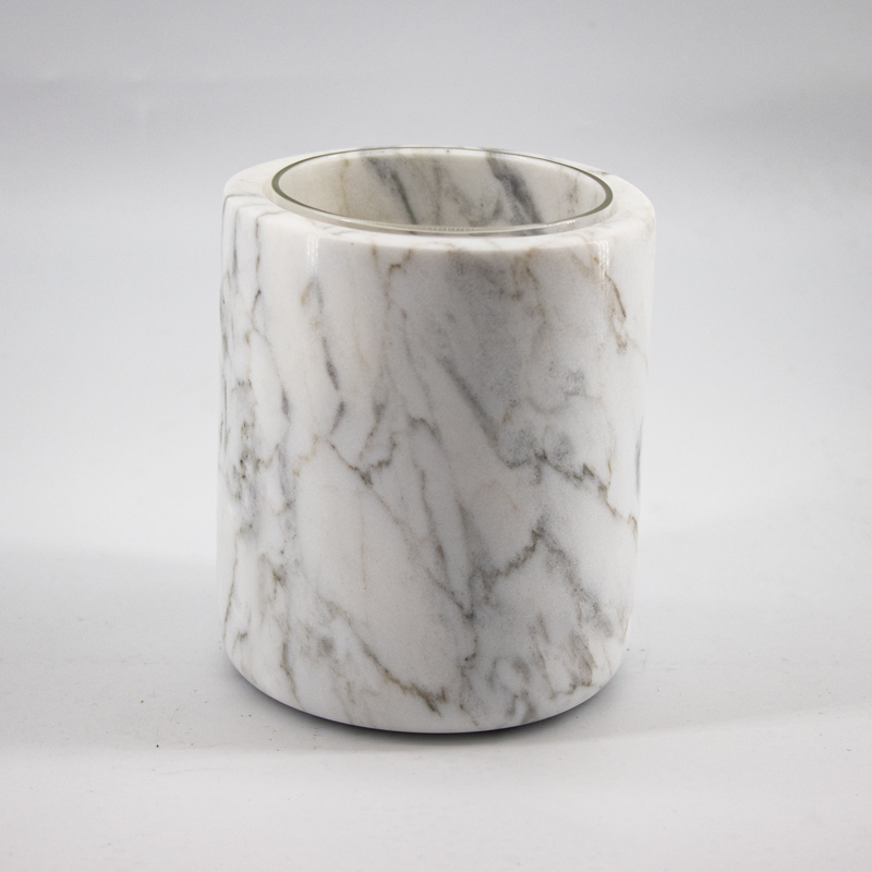 Naturlig marmor sten glas kopp ljushållare